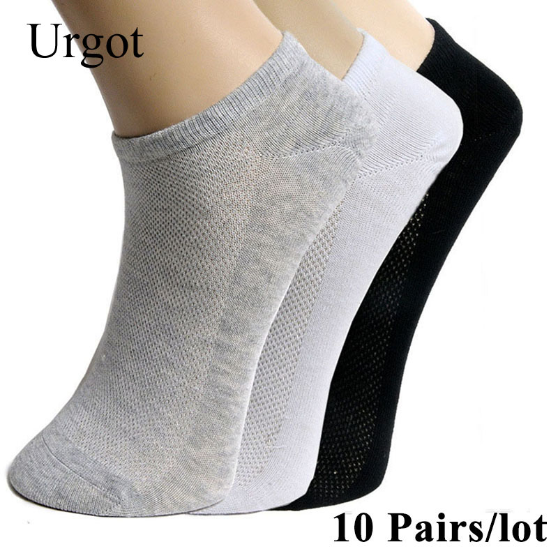 

Men's Socks Urgot 20Pcs=10 Pairs Solid Mesh Invisible Ankle Men Summer Breathable Thin Male Boat Meias 2021, A black