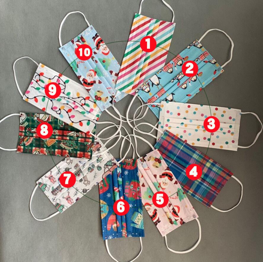 

New Disposable face masks for Christmas kids adult print facemask with meltblown cloth, 3 layers of protective civilian student black masks