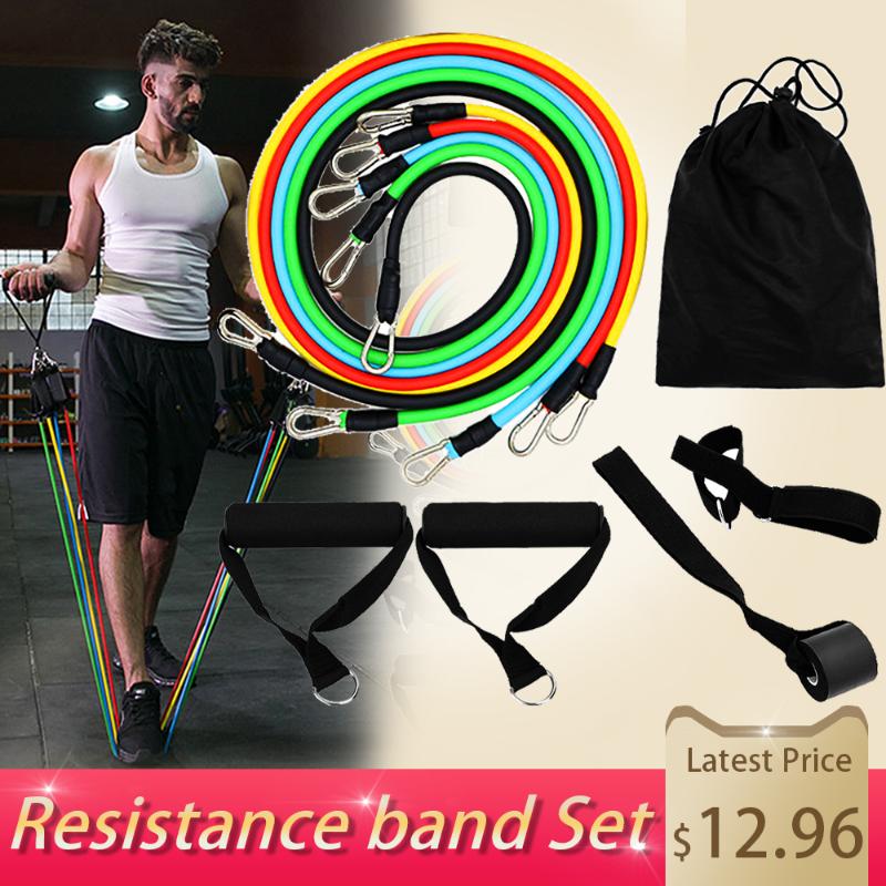 

11pcs Resistance Bands Set Workout Gym Home Exercise Tube Elastic Bands Door Anchor Ankle Straps Fitness Equipment for Home Gym