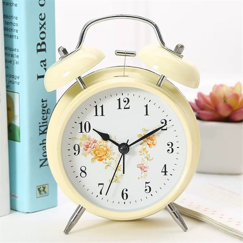 

Large 3/4 Inches Creative Bedroom Bedside Clock Personality Mute Alarm Clock Metal Digital Nightlights Office Table Bell