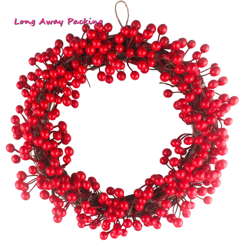 

Simulation Cherry Berries Fruit Wreath Christmas Wreath Decorations Door Hanging Ornaments Floral Garland Guirnaldas Navidad, Diameter 30cm