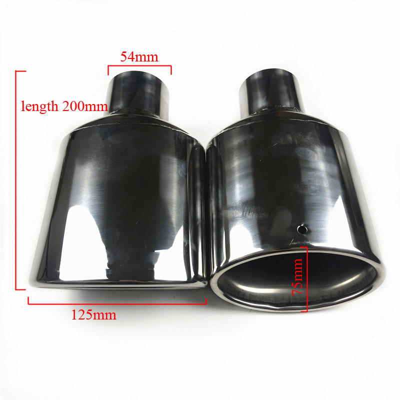 

1 PCS 2.13'' Inlet Car Single Exhaust Tail Muffler Pipe Tip Oval Shape Silver Stainless Steel Rear Throat For Exhaust Pipes