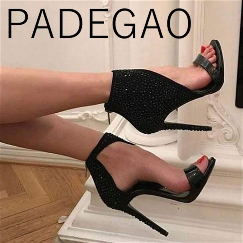 

2020 Slip-On Ankle Basic Boots for Women Peep Toe Super High Heel Thin Heels Summer Shoes, As pic