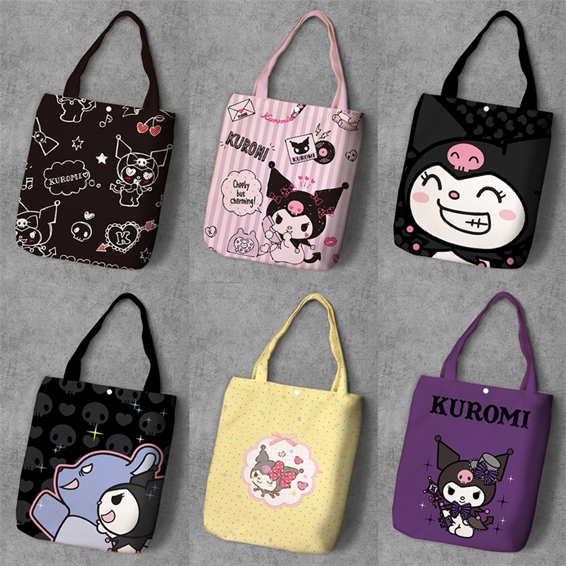 

Kuromi Cartoon Student Printed Canvas Recycle Shopping Bag Large Capacity Customize Tote Fashion Ladies Casual Shoulder Bags 200919, Image color