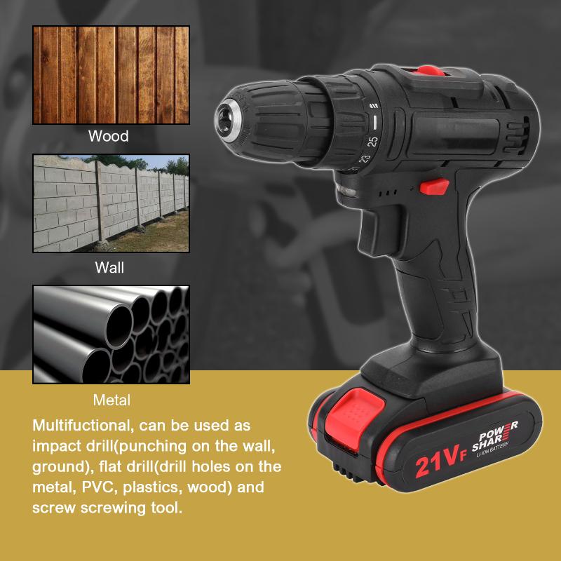 

Cordless Electric Screwdriver Drill 21V Multifuctional Electric Drill Mini Screwdriver Rotation Adjustable Ways Speeds Torques