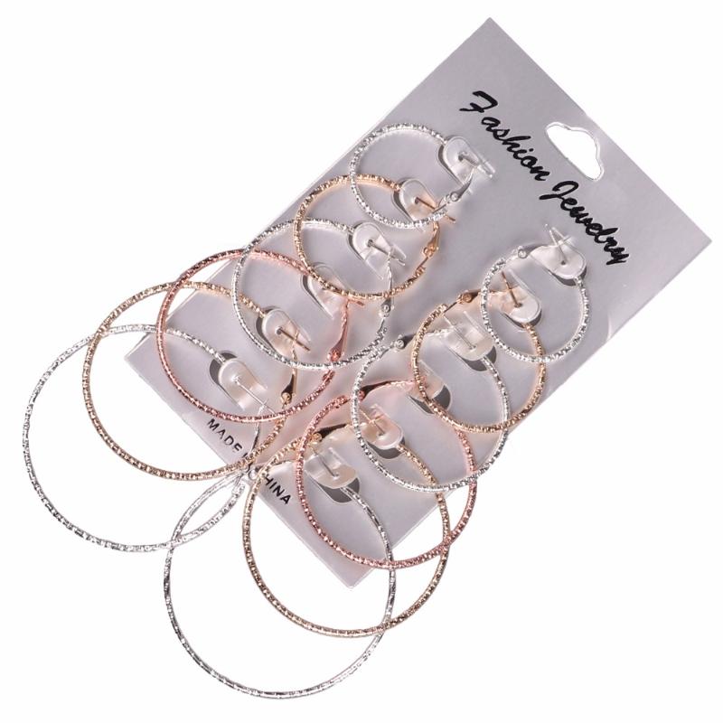 

Hoop & Huggie 6 Pair/Set Steampunk Big Circle Earring Set For Women Simple Trendy Style Brincos Round Earrings Party Jewelry Gift