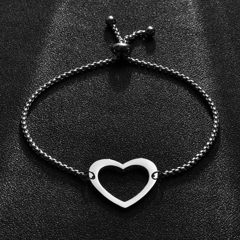

10pcs/lot Mirror Polished Stainless Steel Hollow Charm Bracelet Adjustable Box Chain Bracelets Love Heart Jewelry