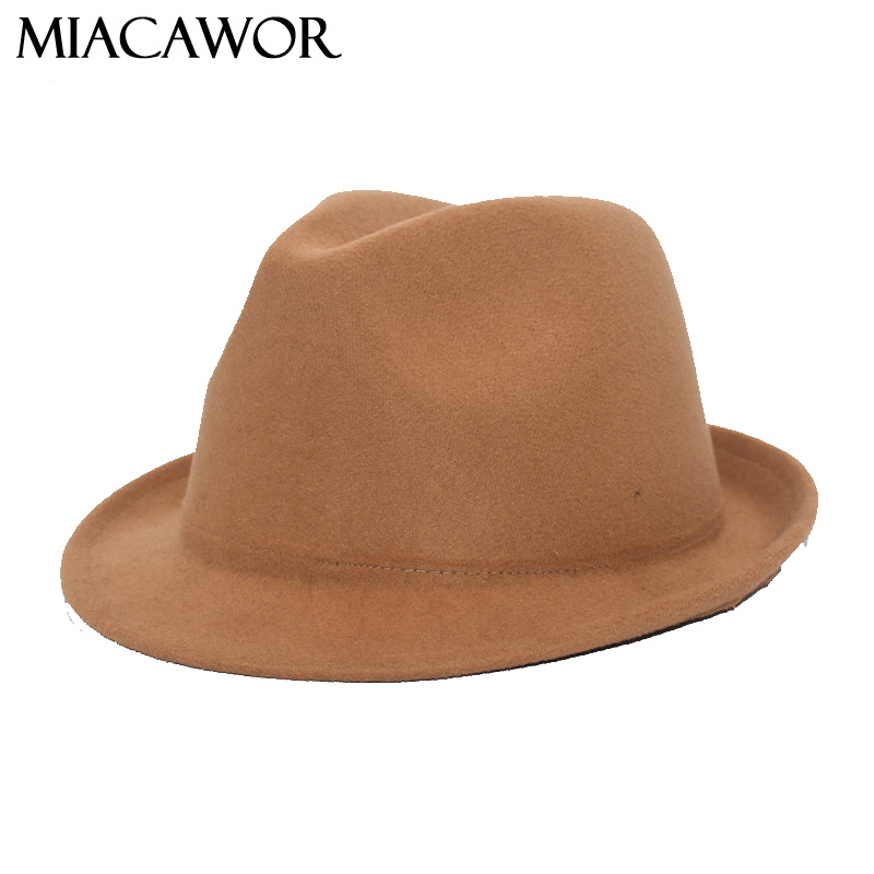 

MIACAWOR Hot Selling Women Casual Fedora Hat Small Eaves Hat High Quality Wool Floppy Felt Men Black Cloche F62, Blue