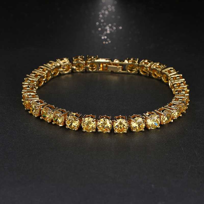 

Yellow Cubic Zirconia Gold-Color Women Bracelets Pulseiras Dubai Jewelry Anniversary Bracelet For Wedding Party Gift B-009