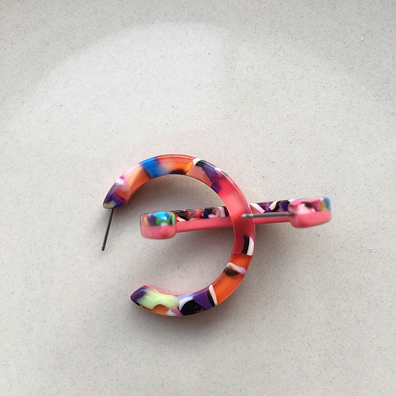 

UJBOX Pink Acetate Earrings Hoop Women Flower Blue Geometric Round Multicolor Acetic Acid Earrings Statement Jewelry Gift