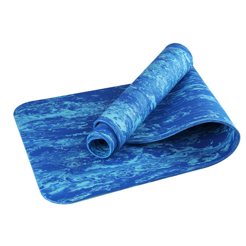 

183*80*0.8cm TPE Non-Slip Camouflage Yoga Mat Exercise Mat Eco-friendly Thickening Increase Wide Yoga Mats Body Building,034, Blue