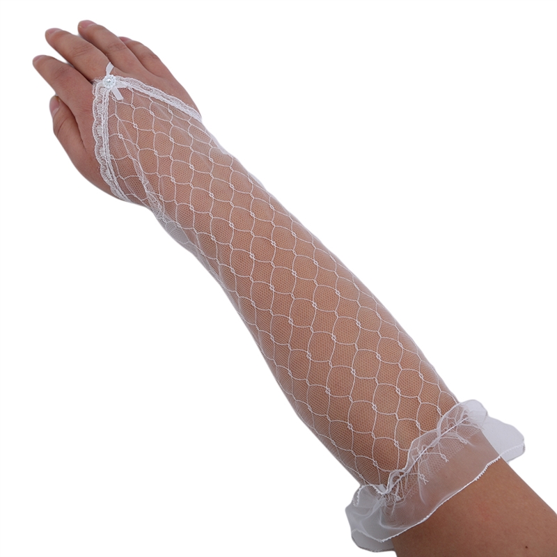 

Lace Mesh sexy Elegant Flapper Mitten Evening Winter Opera Satin long gloves for Women Warm Elbow Length femme