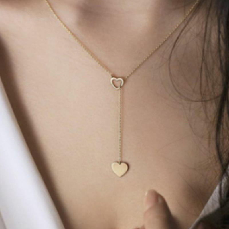 

European and American fashion new personalized peach heart Love Pendant women's Y-shaped Necklace