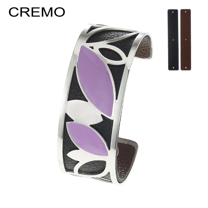 

Cremo georgette Enamel Bracelets & Bangles For Women Argent Adjustable Leather Cuff Charm Stainless Steel Femme Leaf Pulseira