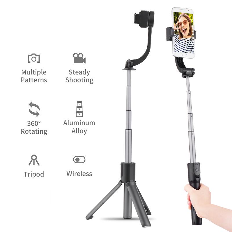 

Smartphone Gimbal Stabilizer+Selfie Stick+Tripod Stand with Remote Shutter for Live Streaming Video Compatible with