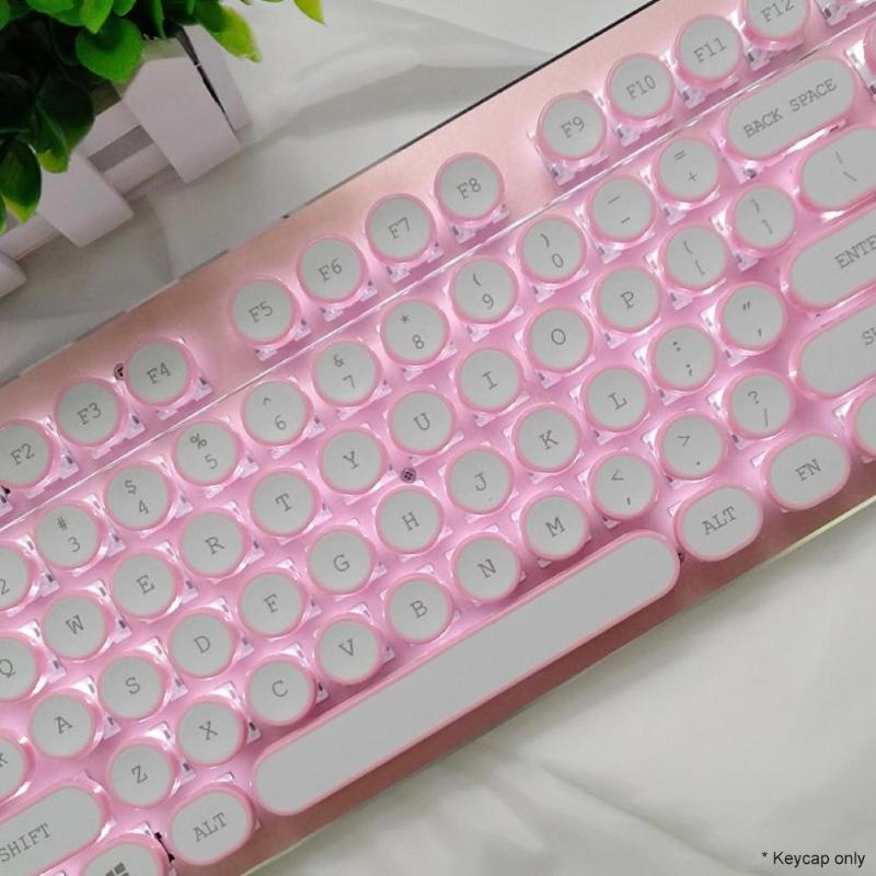 

104 ABS Round Steampunk Crystal Light Transmission Mechanical Keyboard Keycap Secondary Molding Font Craft Keycaps 2020 new