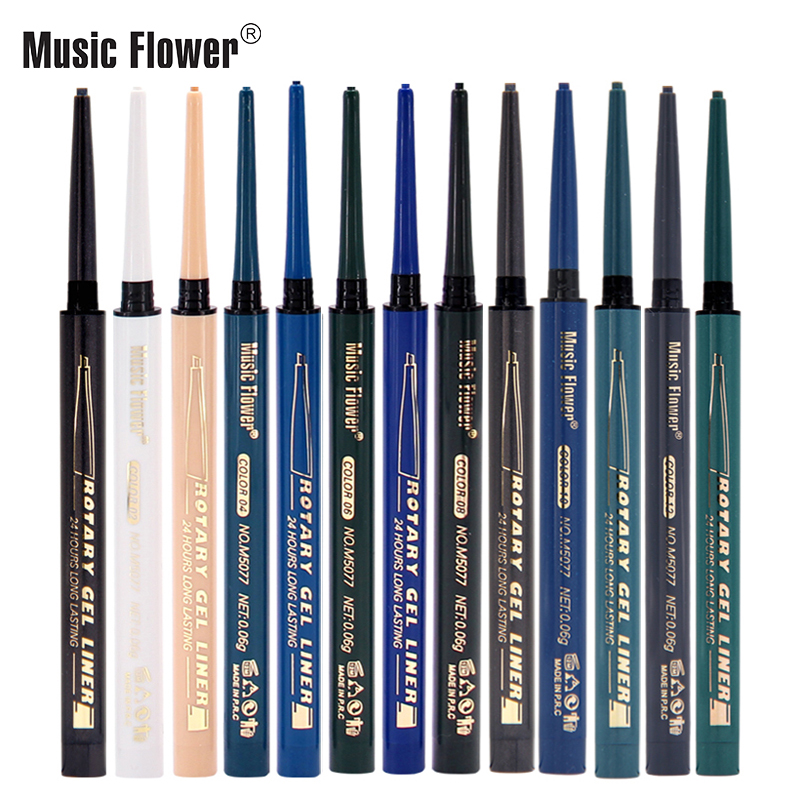 

Music Flower Waterproof Colorful Eyeliner Gel Pencil Blue/Black/Brown Eyeliner Pen Easy to Wear for New User Makeup Eyes Make up, 10