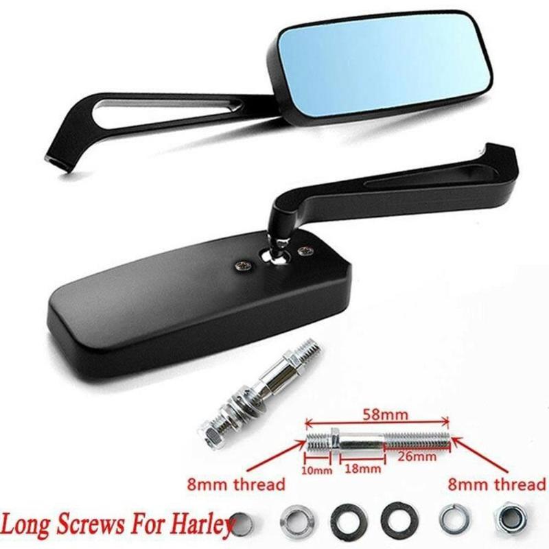 

New Black Rectangle Rearview Mirrors For Softail Sportster Chopper Bobber