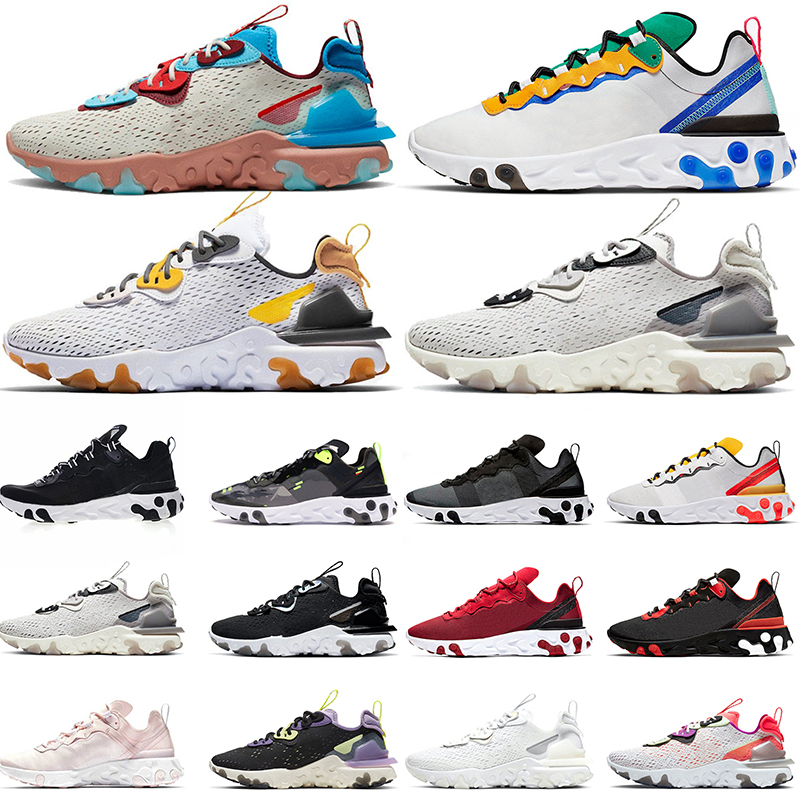 

chain nik react vision element 87 55 running shoes for men women Photon dust Desert Oasis mens trainers outdoor sports sneakers, A4 tour green 36-45