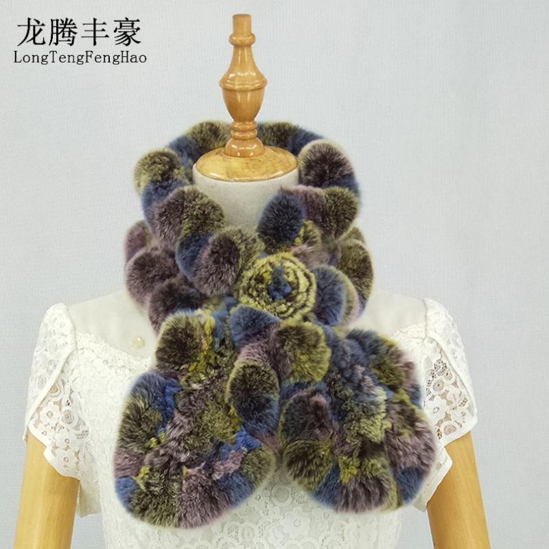 

90*15cm Real Fur Scarf for Women Winter Natural Rex Fur Big Long Scarves Thick Warm Fashion Wave Sacrves