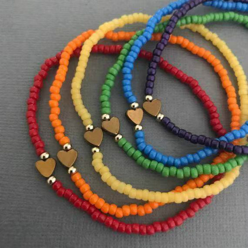 

Multicolor Rainbow Lucky Bracelet Group Sales Handmade Simpleness Love Beaded Bileklik Pulsera In Charm Stretch Pulseras Mujer
