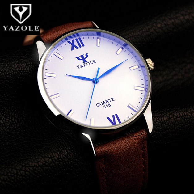 

YAZOLE Blue Glass Watch Men Watch Fashion Men's Watch Waterproof Leather Mens Watches Clock reloj hombre relogio masculino