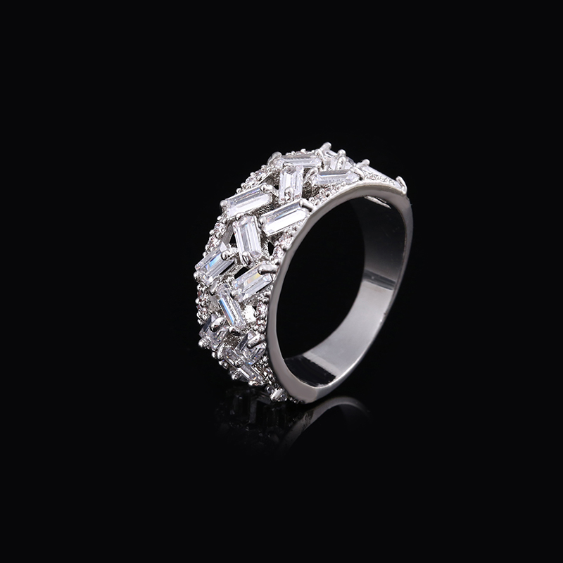 

hot sale Fashion Square Cubic Zircon Rings 3D Square Gold Color Plated Ring for Women Wedding Engagement