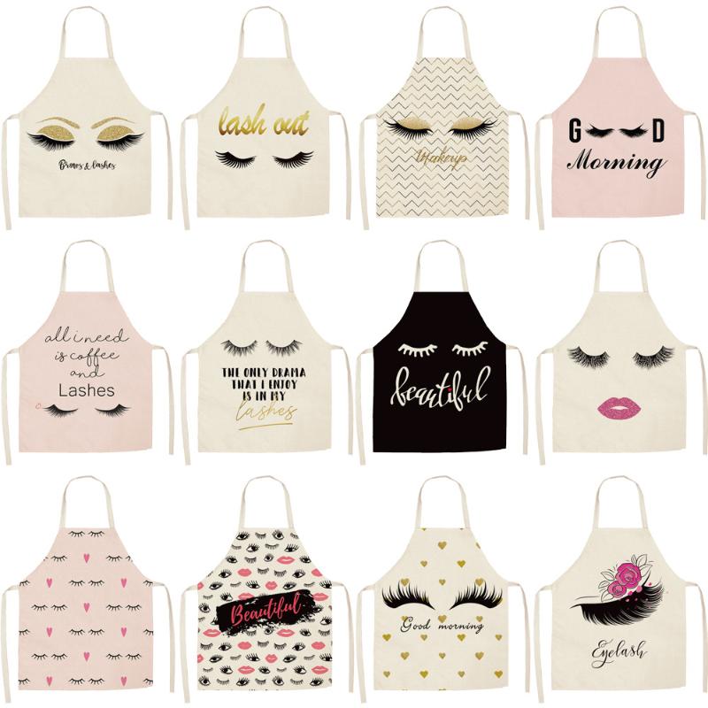 

Eyelashes Pattern Kitchen Apron Kids Adult Cooking Aprons Linen Creative Cleaning Baking Coffee Aprons Kitchen Accessories