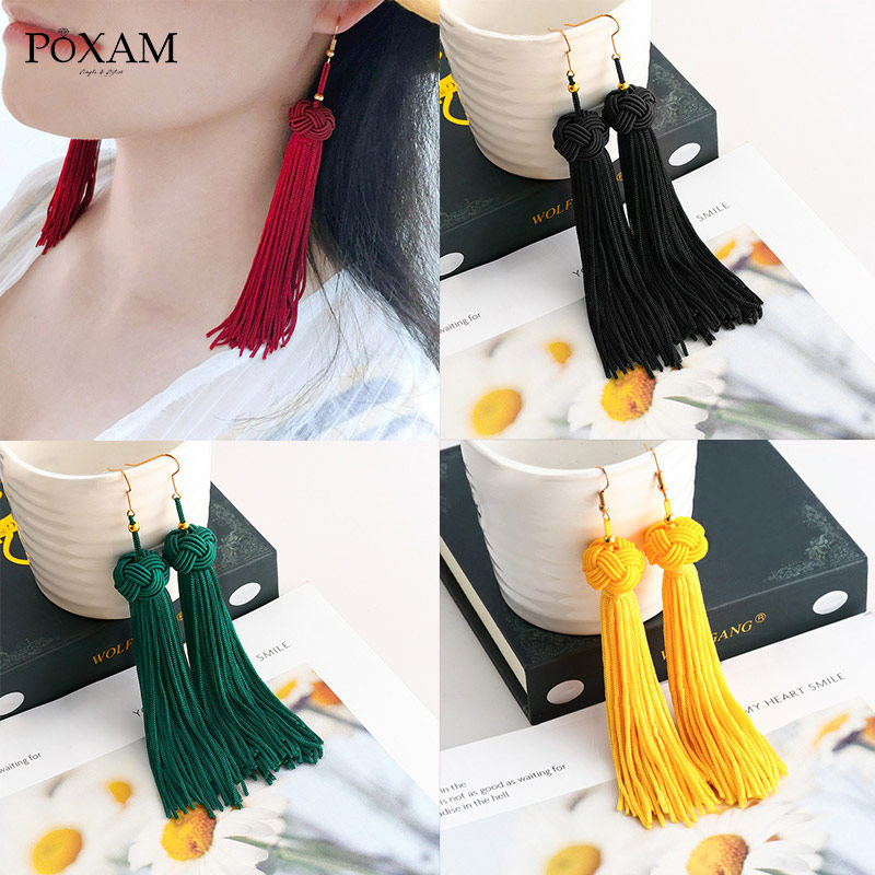 

Autogood Dangle & Chandelier POXAM Fashion Bohemian Silk Fabric Long Fringe Earrings 2021 For Women Statement Wedding Jewelry Pendiente Tass