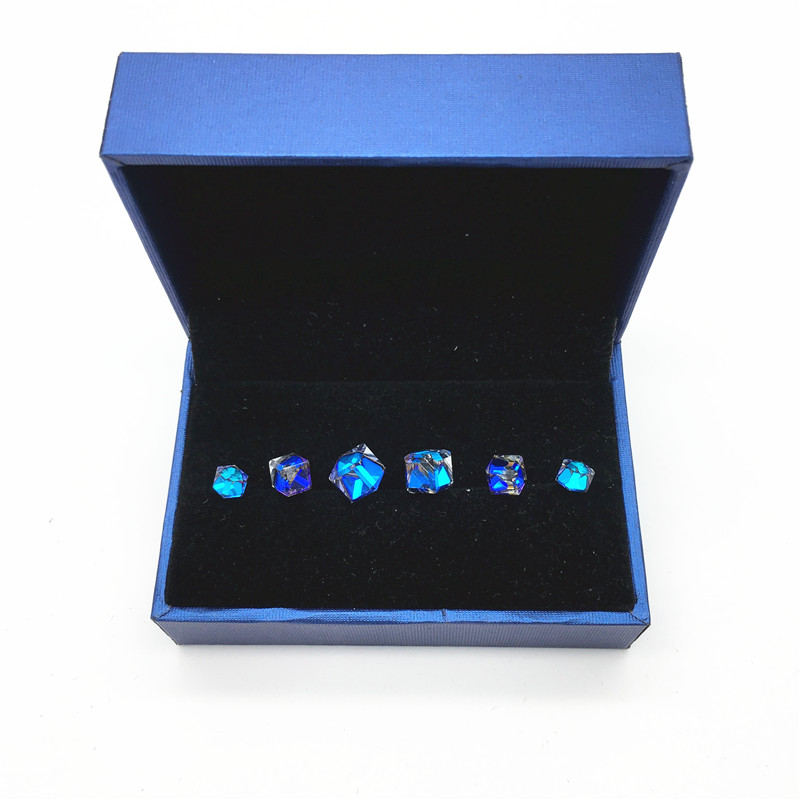 

Ms Betti all-match simple design small earrings set for girl with 10mm 8mm 6mm cubic crystal from swarovsi in blue box 3prs/set