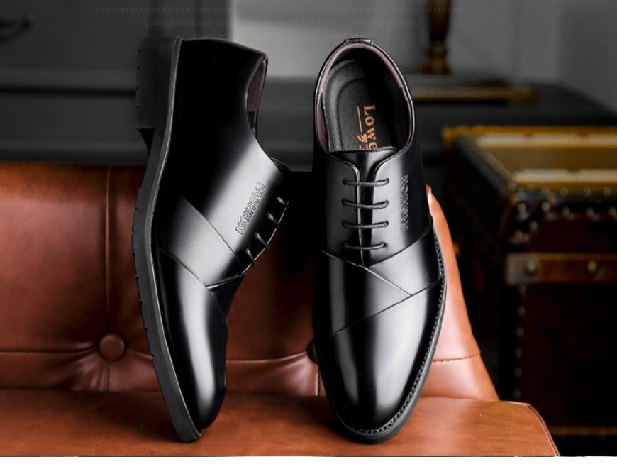 

2020 Spring and Autumn with New style fashion Low heel pointed end Men's shoes @KL13, Black