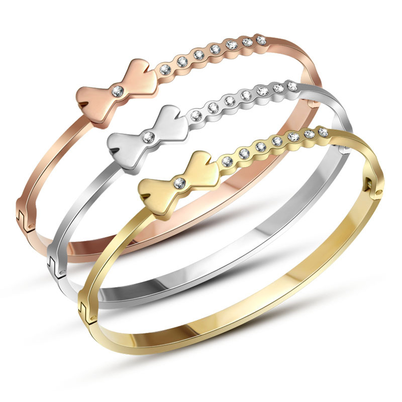 

Bangles Gold Color Bangles for Women Open Bracelets Arm Cuff Female full crystal stainless steel High Quality Fashion Jewelry