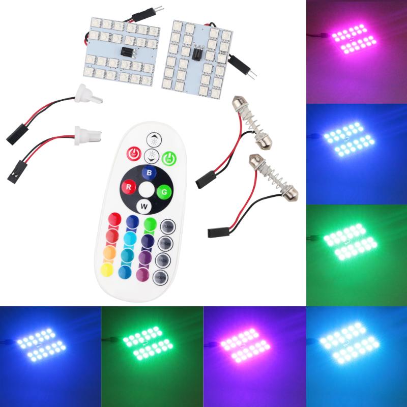 

t10 smd 21 colors remote control colorful rgb car interior led 12v lamps smd led reading dome map lamp auto 12v Auto