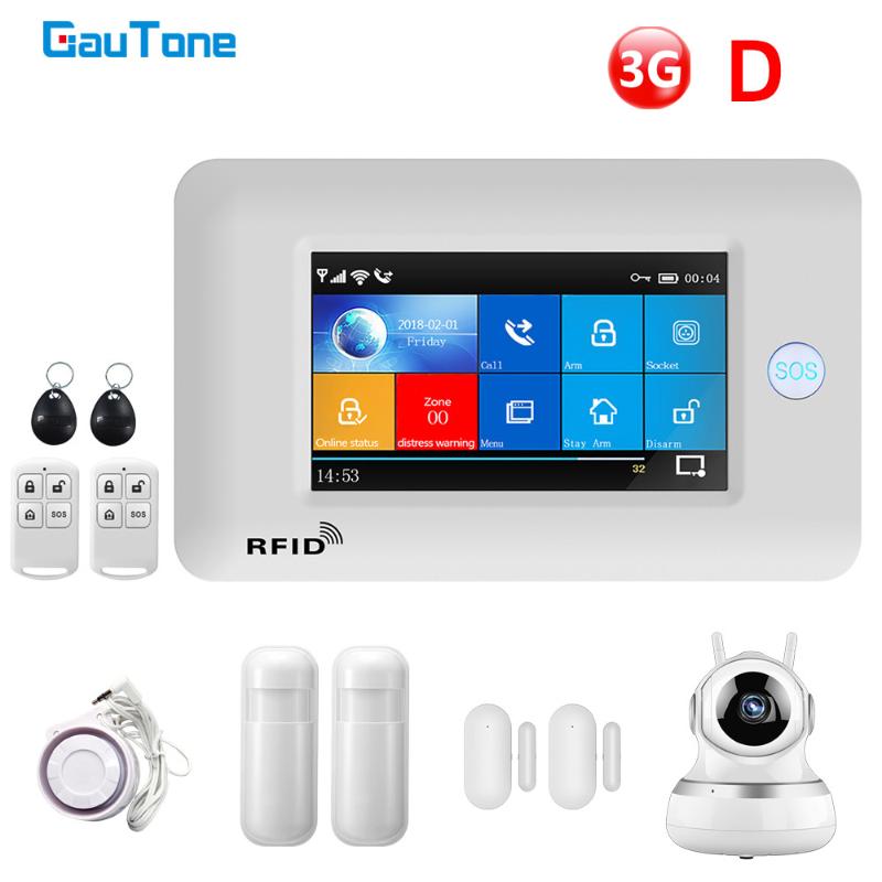 

GauTone Security Alarm 433Mhz wifi 3G Alarm Systems Security with Auto Dial Motion Detector Sensor Smart Home Kit with IP Camera