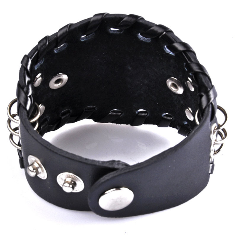 

Fashion PU Leather Punk Rock Dragon Wristband Bangle Black Men Boys Bracelet Gift B88