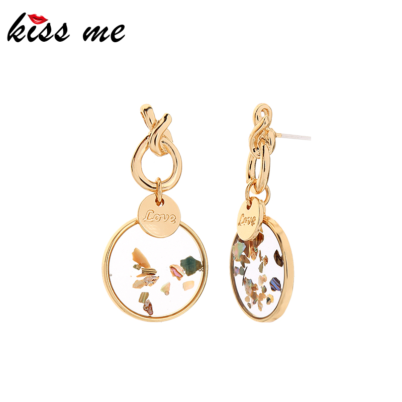 

kissme Unique Round Messy Transparent Resin Love Nameplate Knot Drop Earrings For Women Gold Color Fashion Jewelry Wholesale