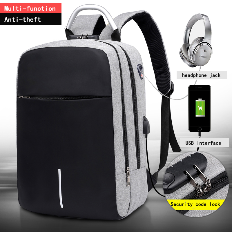 

Men Multifunction Anti Theft Backpack 15.6" Inch Laptop Usb Charging Backpacks Waterproof Schoolbag Business Travel Bags, Gray color