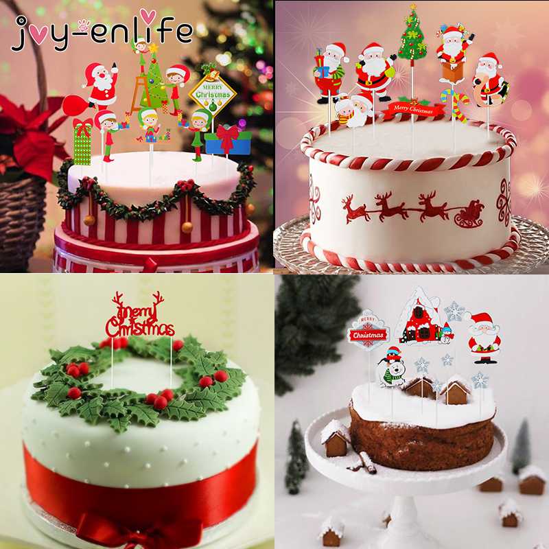 

Merry Christmas Santa Reindeer Cake Topper birthday Decortaion New Year's Party Christmas Dessert Cake Decorating Tools Supplies