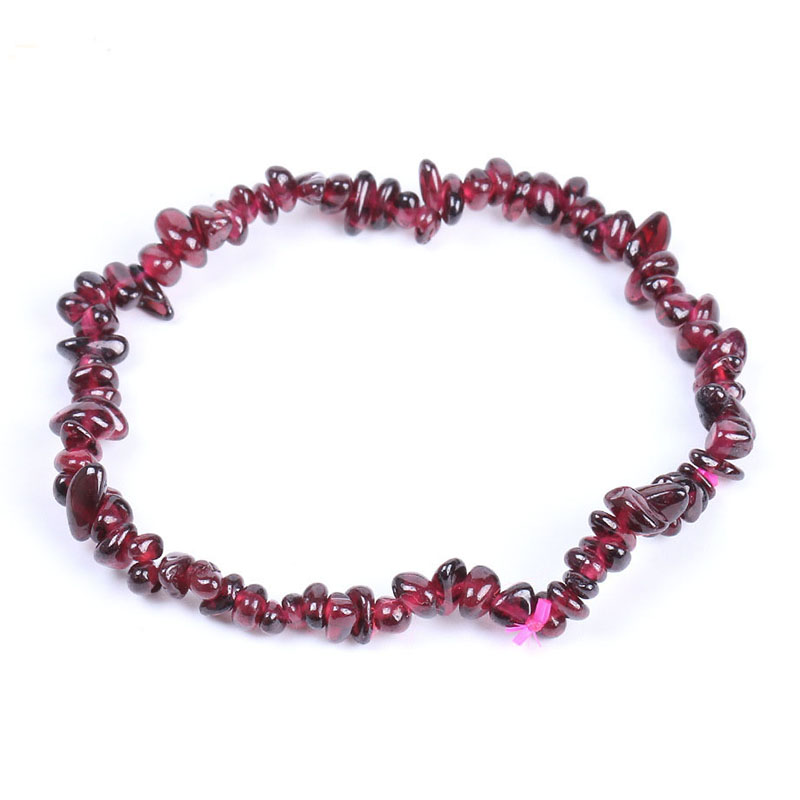 

Natural Stone Beads Red Garnet Bracelet Women Girls Crystal Irregular Small Gravel Elastic String Handmade Jewelry Birthday Gift