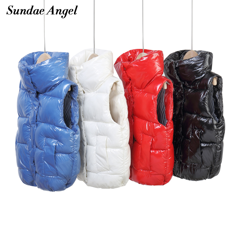 

Sundae Angel Warm Vest Kids Gilet Boy Winter Stand Collar Thicken Glossy Vest For Girls Autumn Sleeveless Children Waistcoat Y200831, White