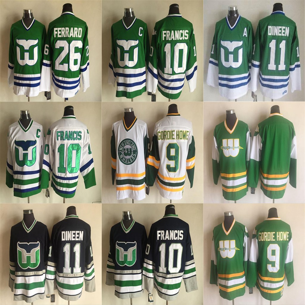 

Men's Hartford Whalers Vintage Jersey 10 Ron Francis 1 Mike Liut 16 Pat Verbeek 11 Kevin Dineen 9 Gordie Howe Hockey Jerseys Stitched, Black;red