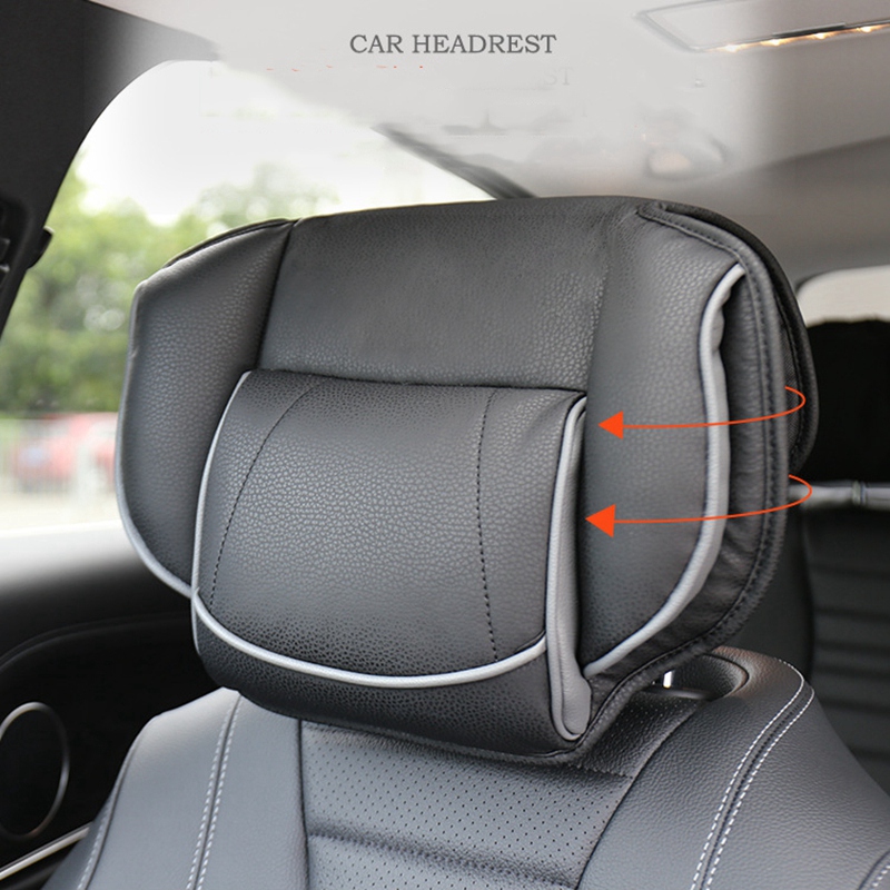 

Universal Car Seat Headrest Pillow, Adjustable Seat Head Memory Foam Neck Pillows Leather Pillow