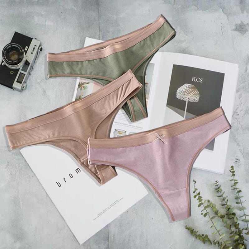 

Summer new sexy temptation underwear women pure cotton T pants plus size sports European and American thong, Khaki