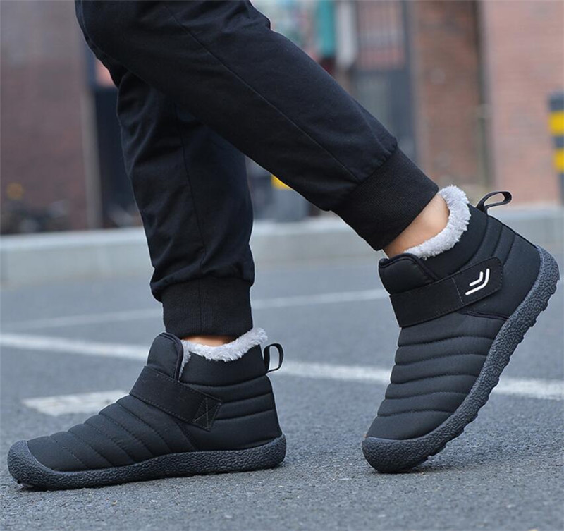 

2020 Comfortable Short Boots Men Warm Short Plush Insole Bootee Male Winter Shoes Man Black Leisure Walk Shoes Big Size 46