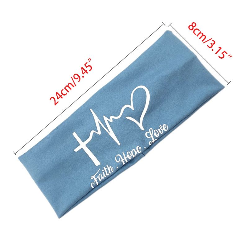 

Unisex Button Headband Face Mask Holder Letters Heart Print Sport Headwrap 449F