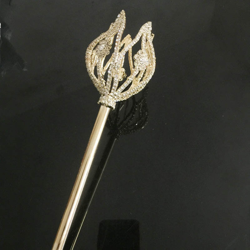 

FORSEVEN Luxury Women Queen Party Costume Princess Wands Tulip Wand Gold/Silver Color Queen Scepter Bride Wedding Scepter JL, As pic