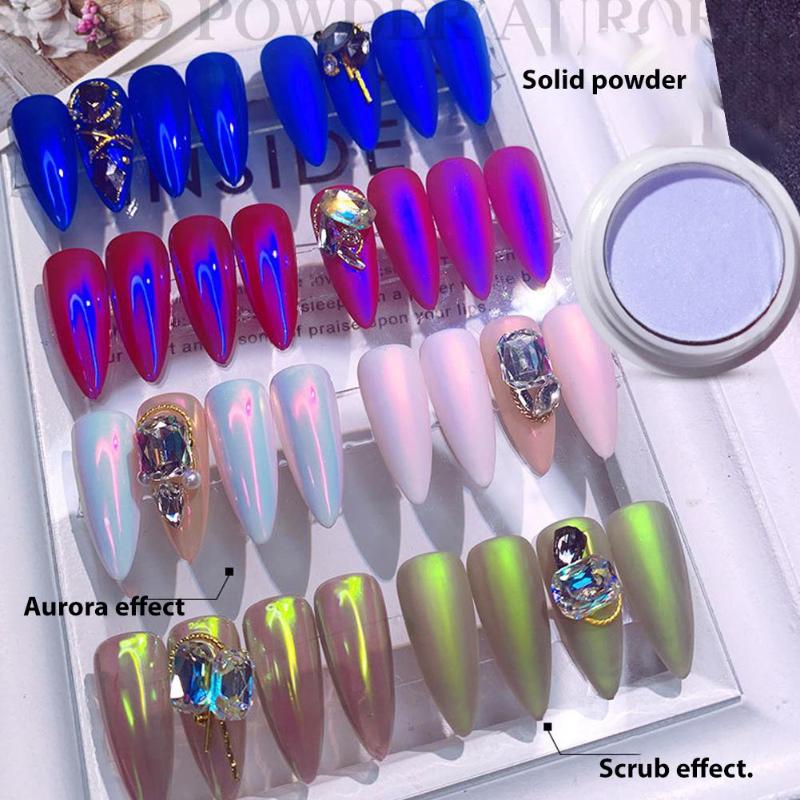 

Chameleon Mirror Aurora Nail Glitter Powder Solid Ice Transparent Nude Effect Nail Art Chrome Pigment Gel Polish Dust