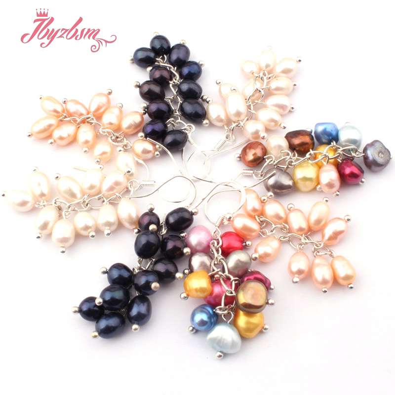 

5-8mm Freeform Colorful Freshwater Pearl Tibetan Sliver Dangle Hook Earrings 1 Pair,Women Gift Fashion Jewelry Free Shipping