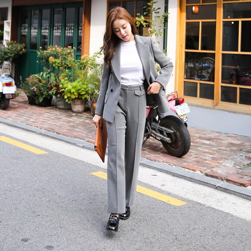 

Fashion Casual Blazer Women Business Suits Formal Pant Suits Work Uniforms Ladies Pant and Jacket Sets Style L714, Black