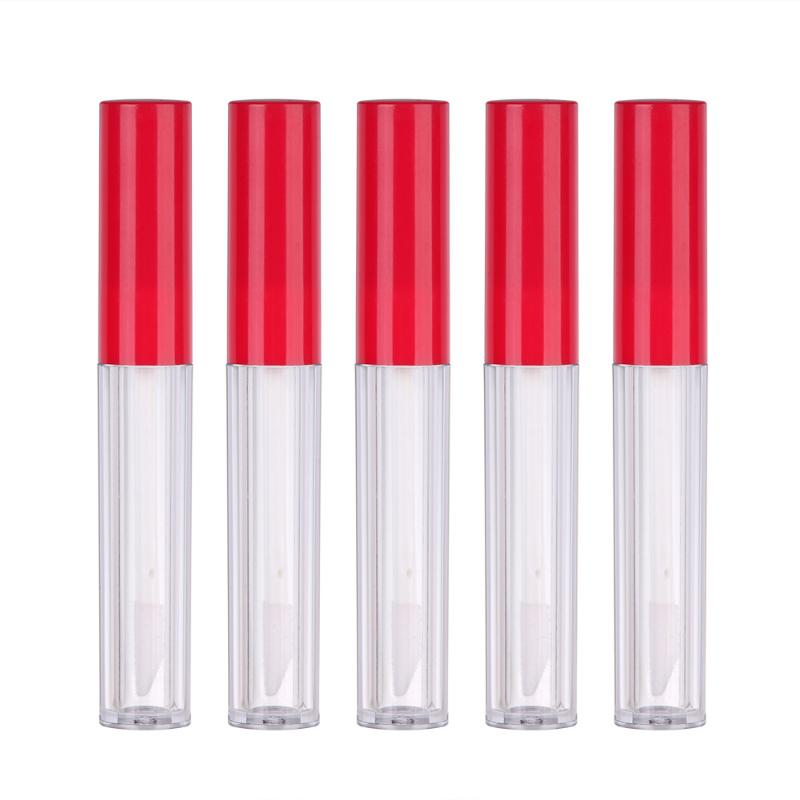 

5 Pieces 3.5ml Empty Lip Gloss Tubes With Wand Red Lid Plastic Refillable Bottle Lip Glaze Vials Container Lipstick Samples DIY, 1 pc 4ml